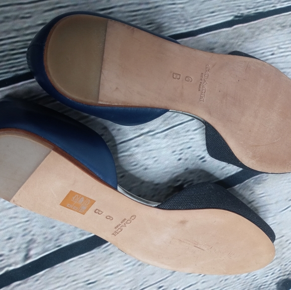 Coach Blue and Black Peep Toe Flats Size 6 - Picture 6 of 6